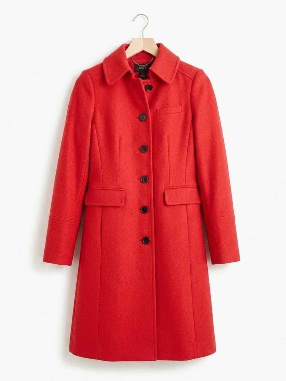 J. Crew Factory Lady Day Walking Coat Pea Coat Vibrant Flame Red Wool Size 2